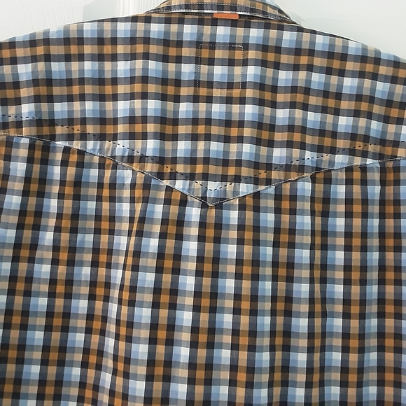 HUGO BOSS ORANGE MENS BLUE/SIENNA CHECK SHIRT - Picture 5 of 6